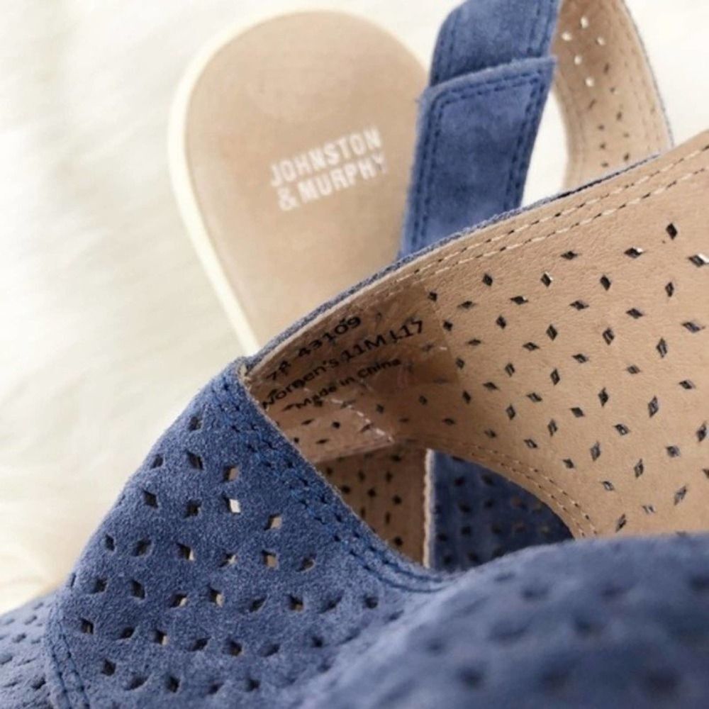 JOHNSTON & MURPHY Blue Suede Sling Back Sandals - Picture 8 of 8